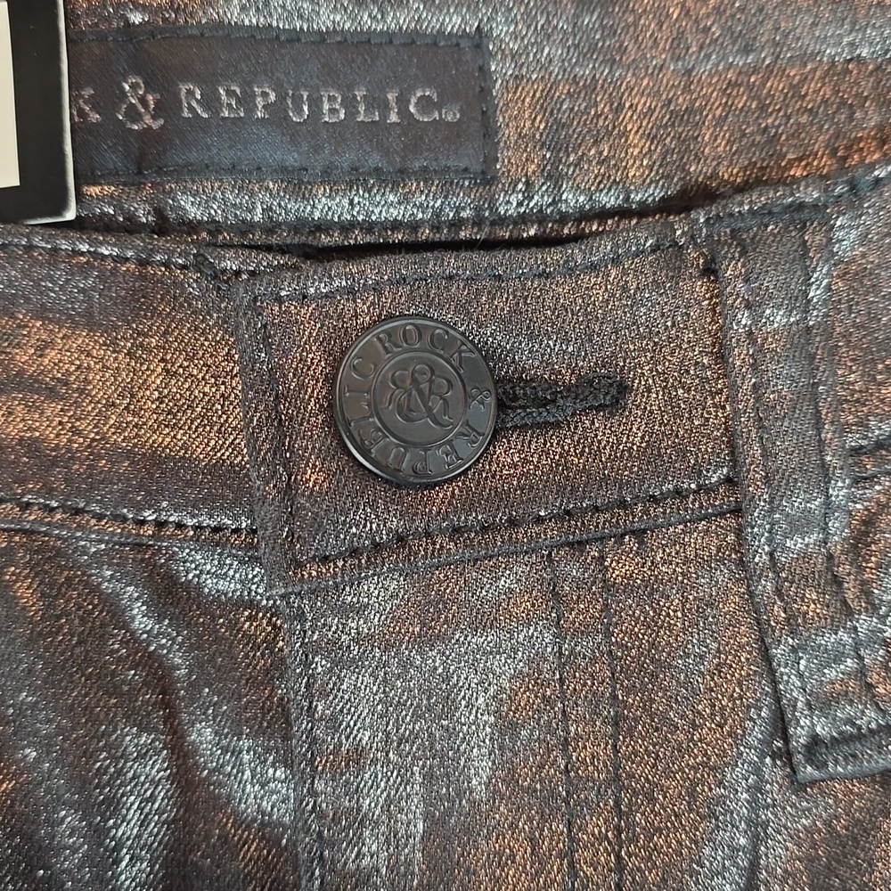 Rock & Republic Shiny Metallic "Kashmiere" Skinny Jeans Size 8 NWT - Picture 6 of 13